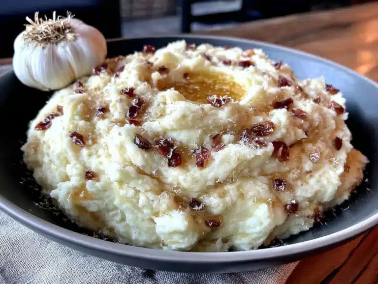 brown butter mashed potatoes with roasted garlic - featured image