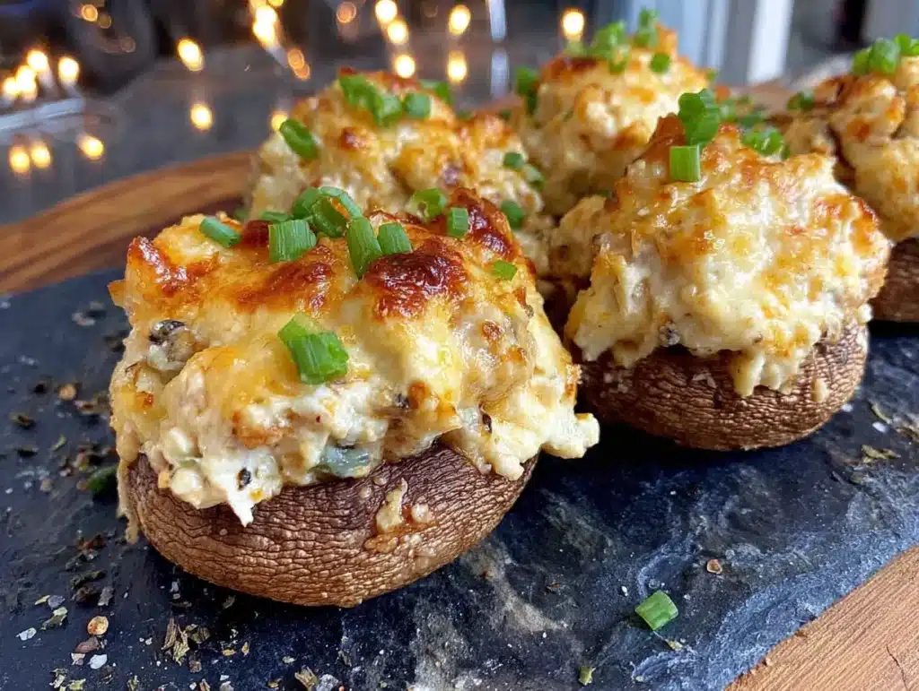buffalo chicken dip stuffed mushrooms - featured image