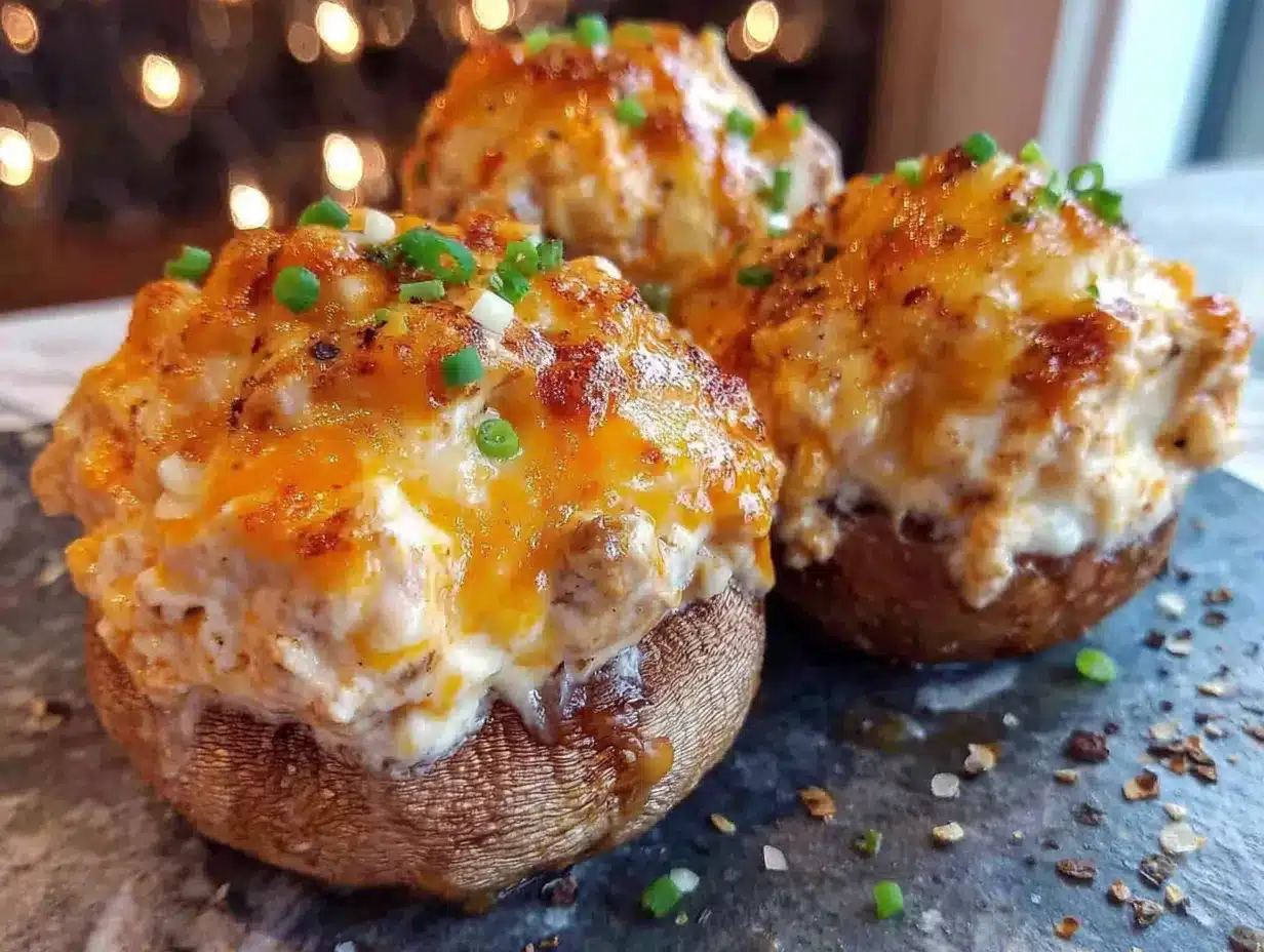 buffalo chicken dip stuffed mushrooms preparation steps