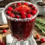 cozy spiced cranberry mocktail punch - featured image