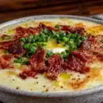 easy creamy potato soup with bacon and chives - featured image