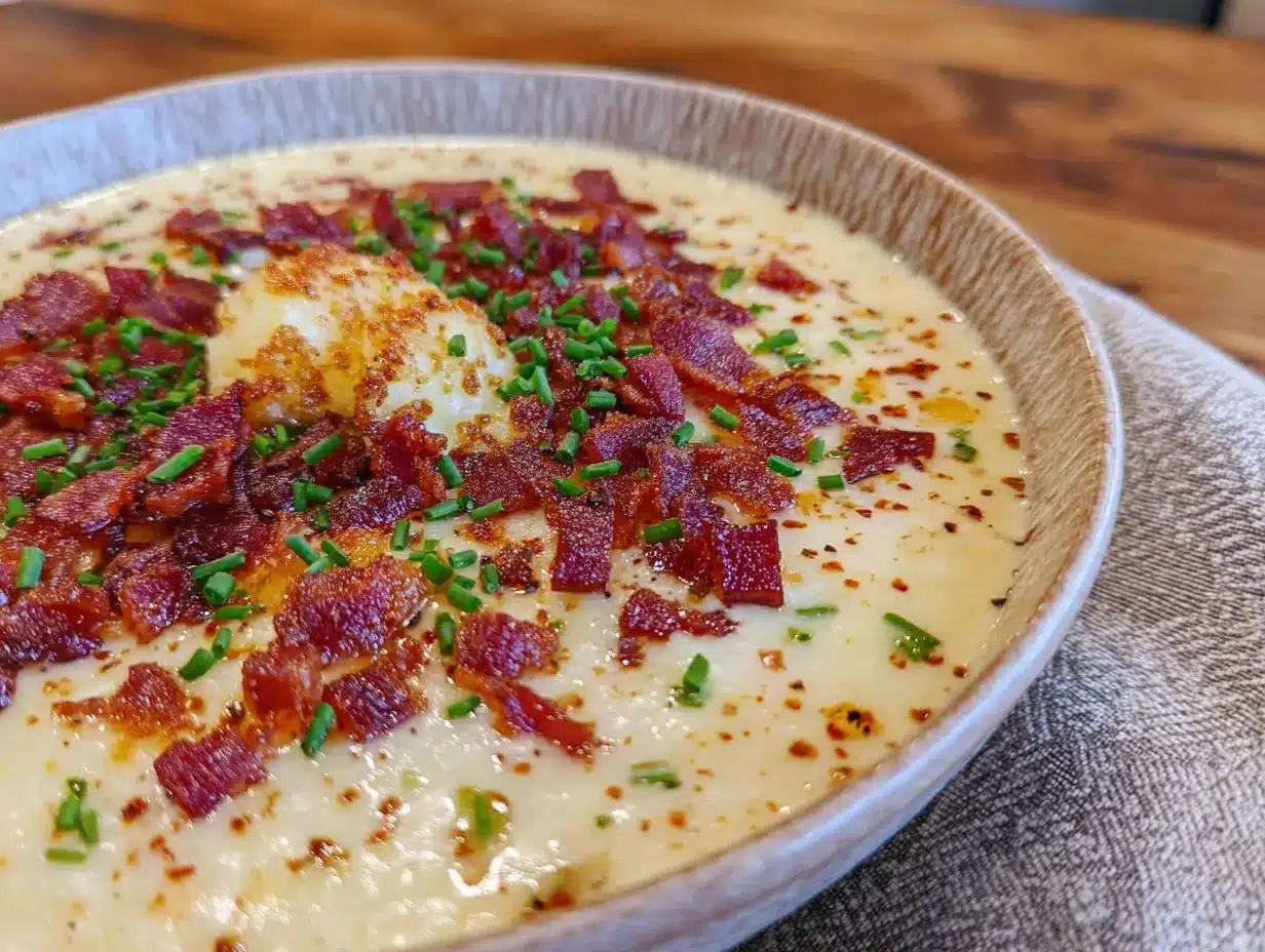 easy creamy potato soup with bacon and chives preparation steps