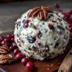 festive cranberry cheese ball with toasted pecans - featured image