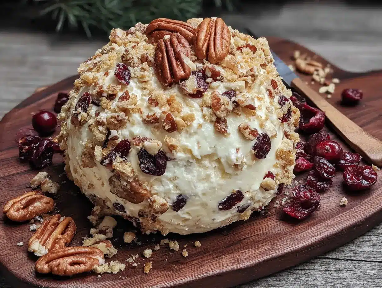 festive cranberry cheese ball with toasted pecans preparation steps