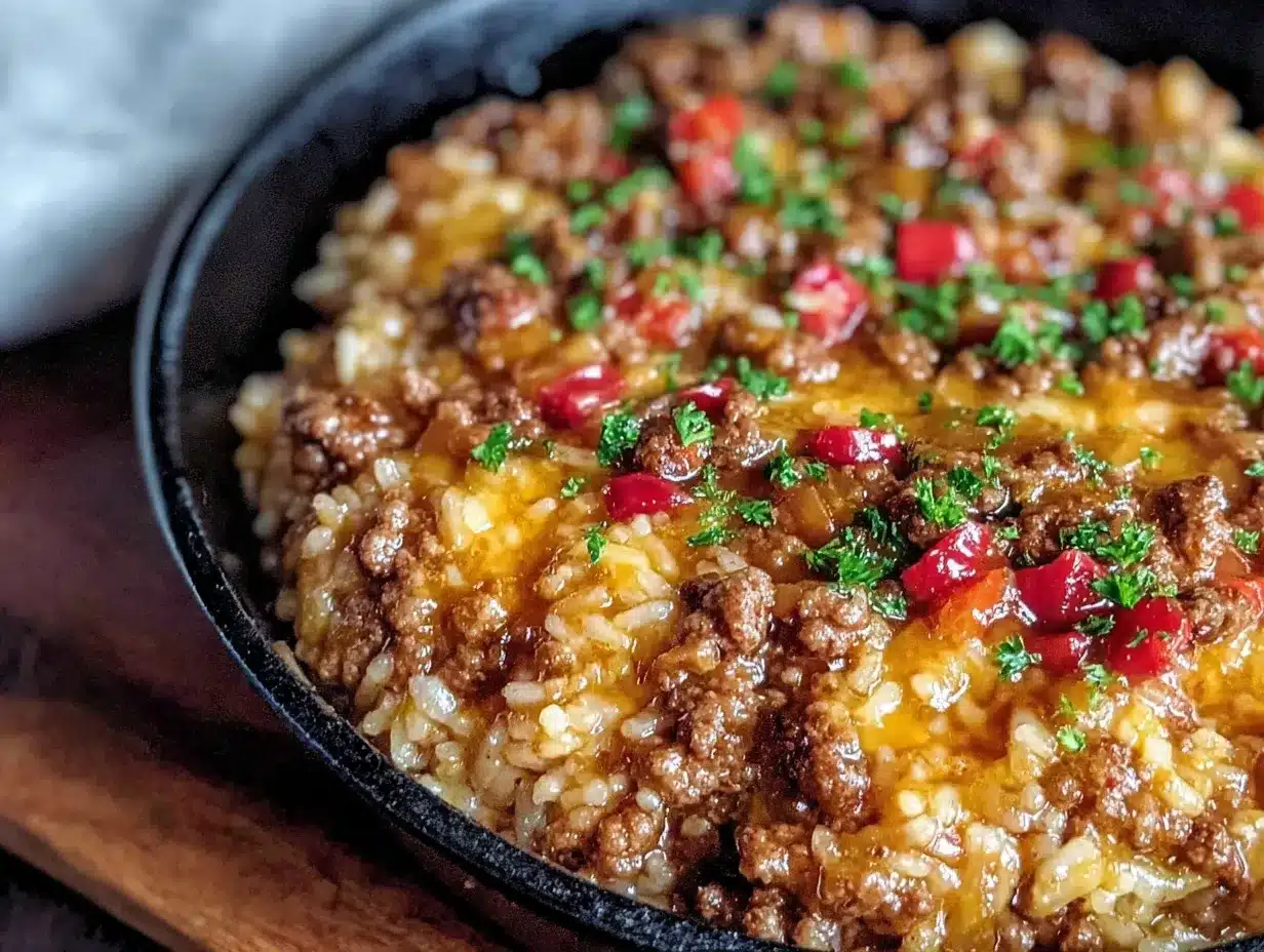 ground beef and rice skillet dinner preparation steps
