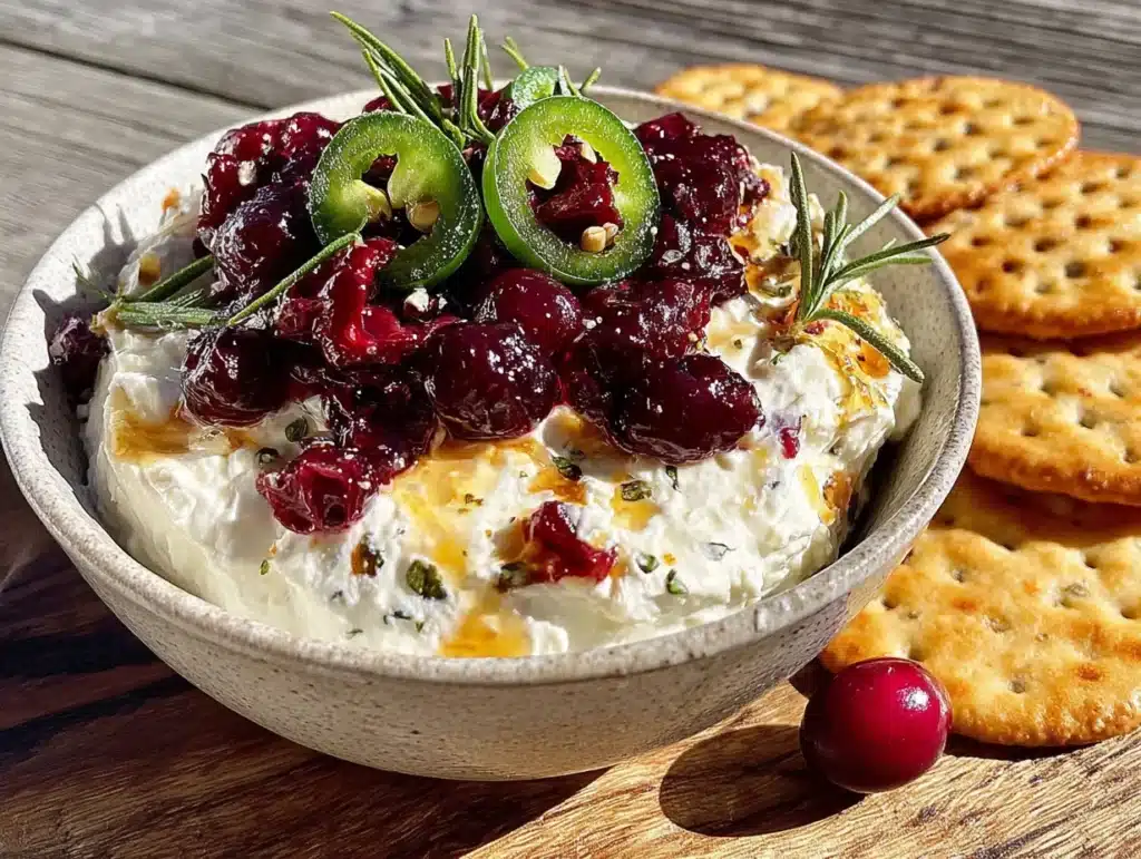 jalapeño cranberry cream cheese dip - featured image