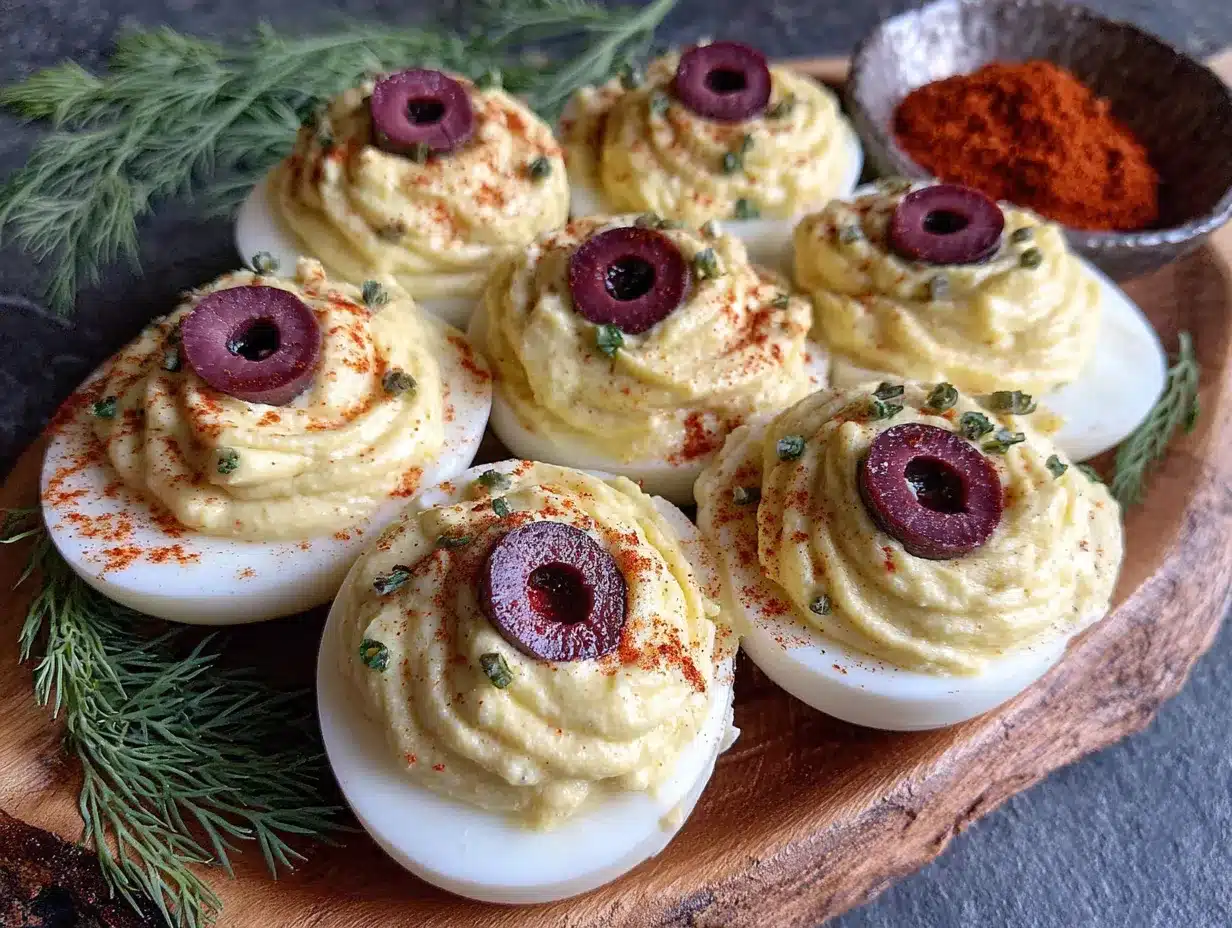 monster eyeball deviled eggs preparation steps