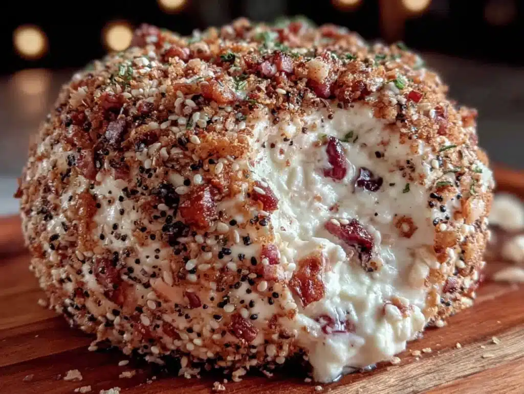 Quick dried beef cheese ball with everything seasoning - featured image