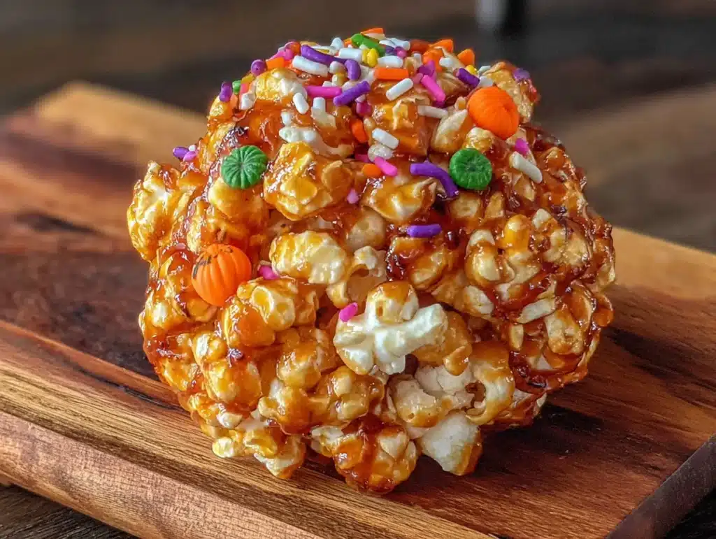 Salted caramel popcorn balls Halloween - featured image