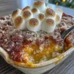 sweet potato casserole with marshmallow pecan streusel - featured image