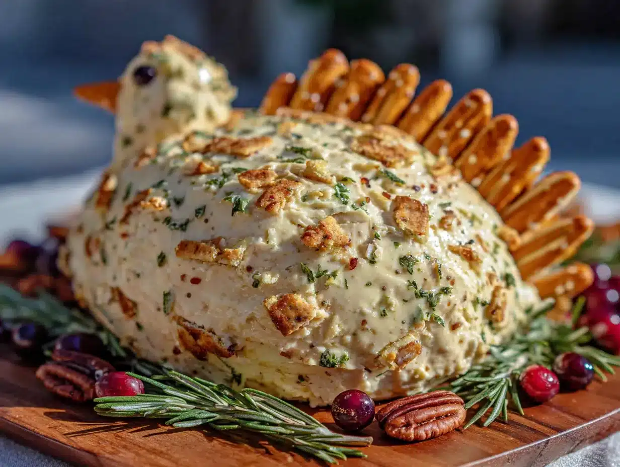 turkey-shaped cheese ball preparation steps